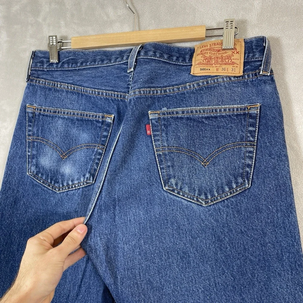 Vtg Y2K Levis 501xx Jeans Mens 36x31 (fit 33x27) 501 0000 Dark Wash Whisker